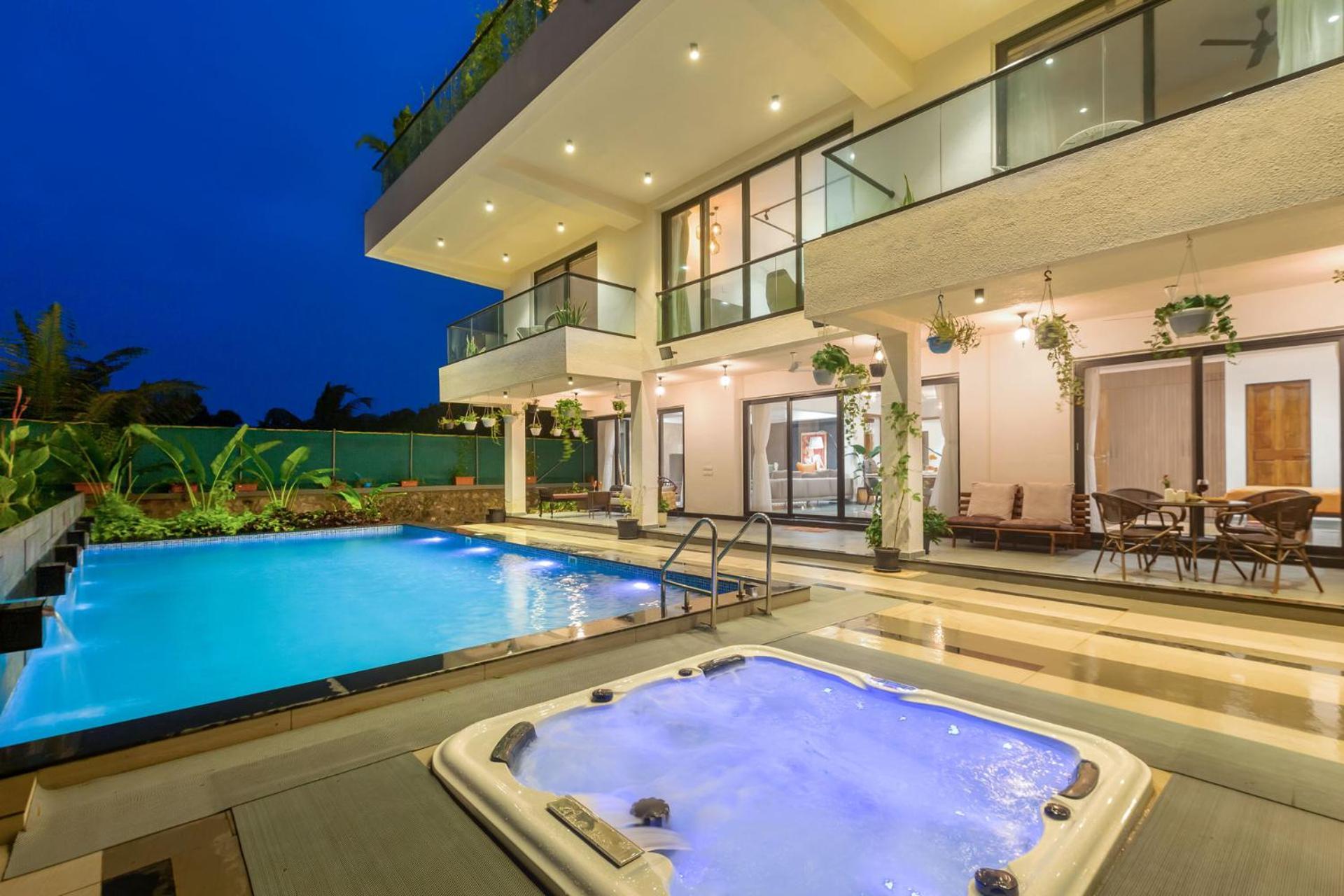 Villa Sereno By Stayvista - An Elegant And Entertaining Retreat Featuring A Swimming Pool, Outdoor Jacuzzi, Modern Interiors, And A Snooker Table Alībāg Eksteriør bilde